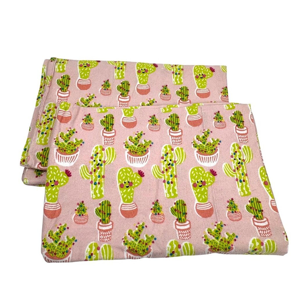 Pillowfort Kids‎ Flannel Pink Cactus Print Pillowcases Set of 2